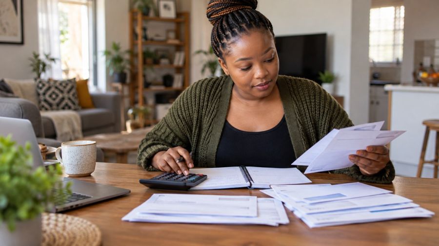 Woman organising bills and a repayment plan — Consolidating small loans before year-end 2026: compare the remaining cost